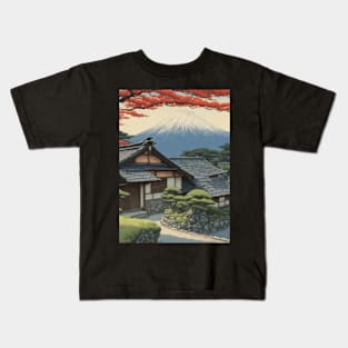 peaceful home kawase hasui style art japan Kids T-Shirt